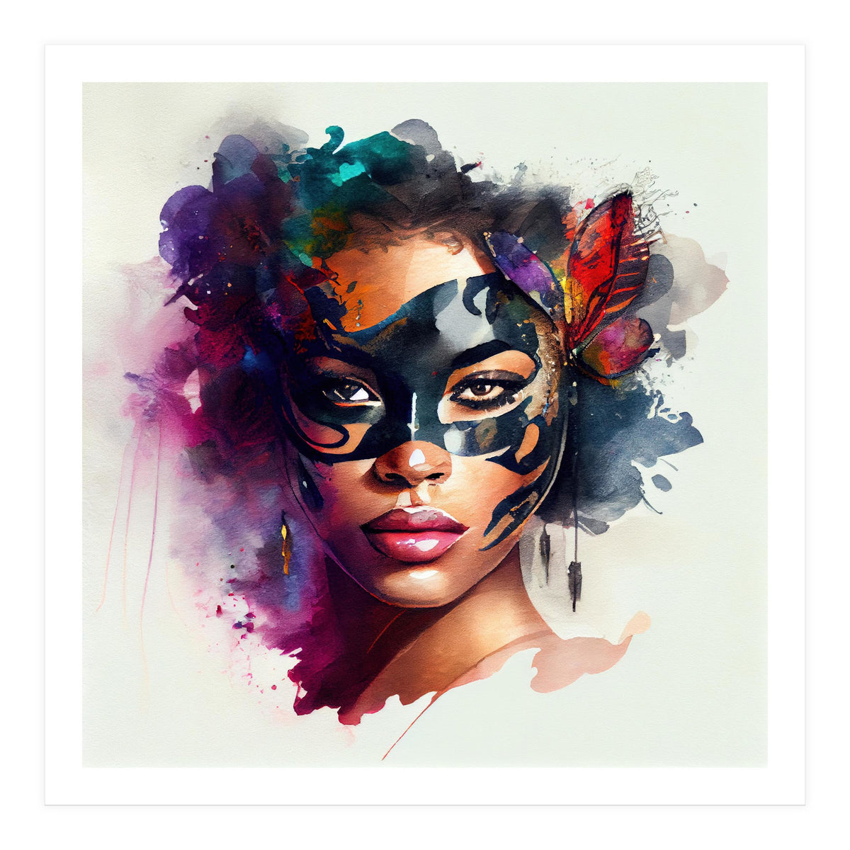 Watercolor Carnival Woman #2 (Print Only)