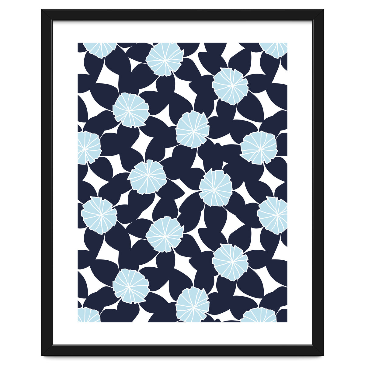 Pastel Blue Abstract Flower Pattern
