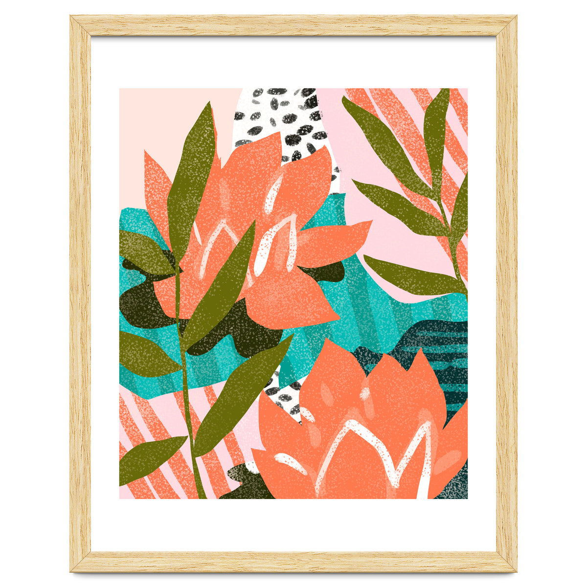 Forever in My Garden | Abstract Botanical Nature Plants Floral Painting | Quirky Modern Contemporary