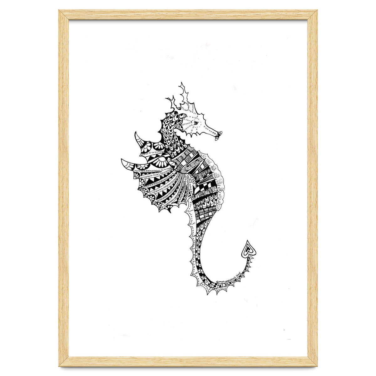 Seahorse Dragon Zen Doodle