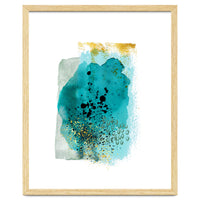 Abstract watercolour turquoise and gold