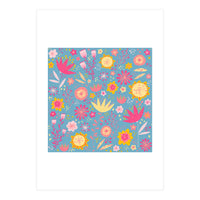 High Summer Flowers Teal (Print Only)