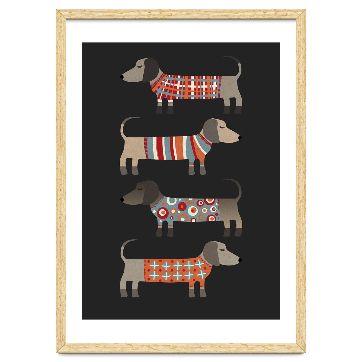 Sausage Dogs In Sweaters Dark