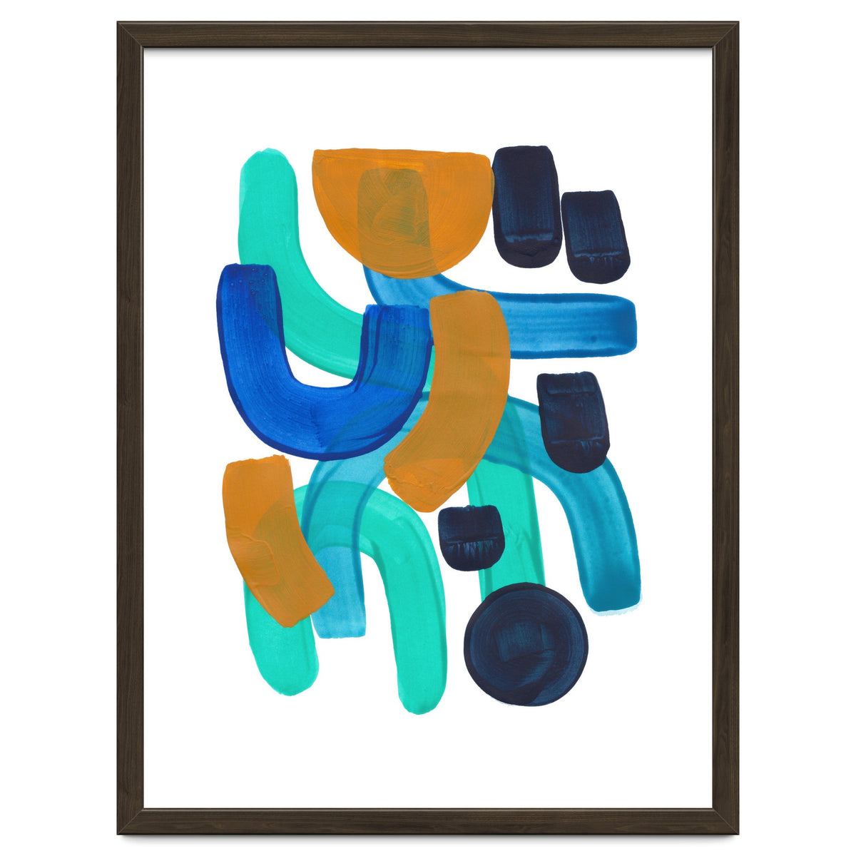 Fun Colorful Blue Turquoise Shape Yellow Accent