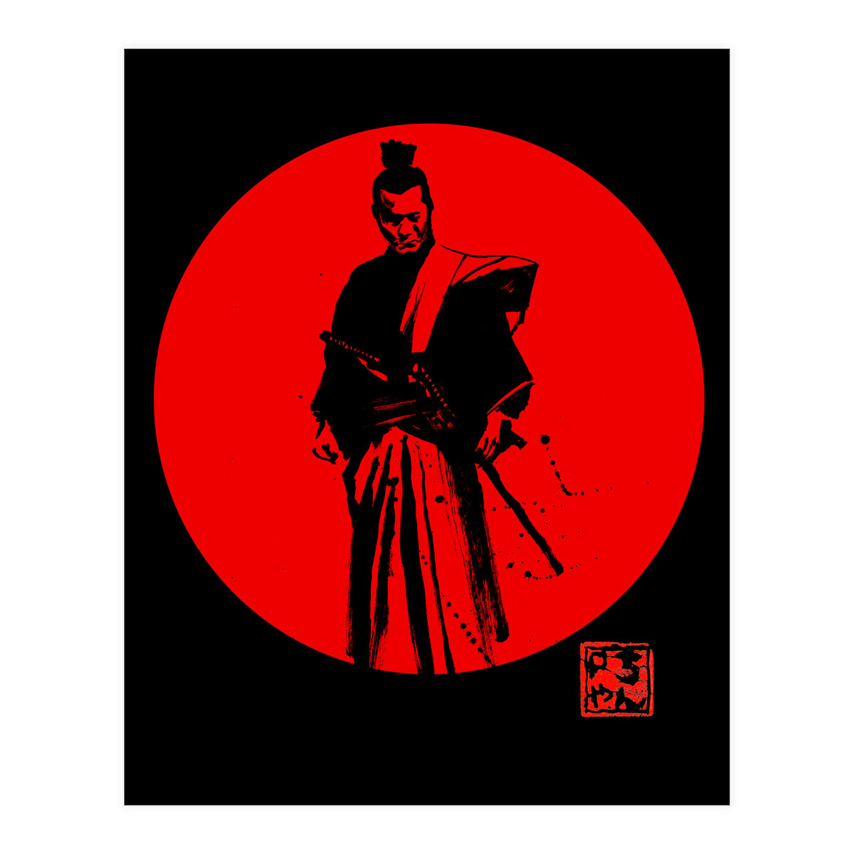 Samurai In Red Sun (Print Only)