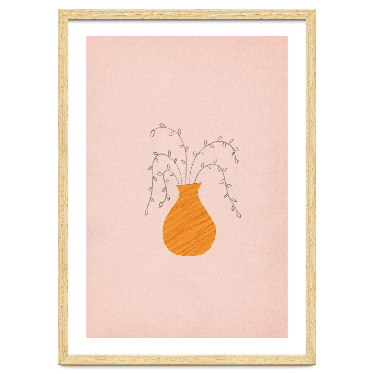 Pink and orange vase and plants