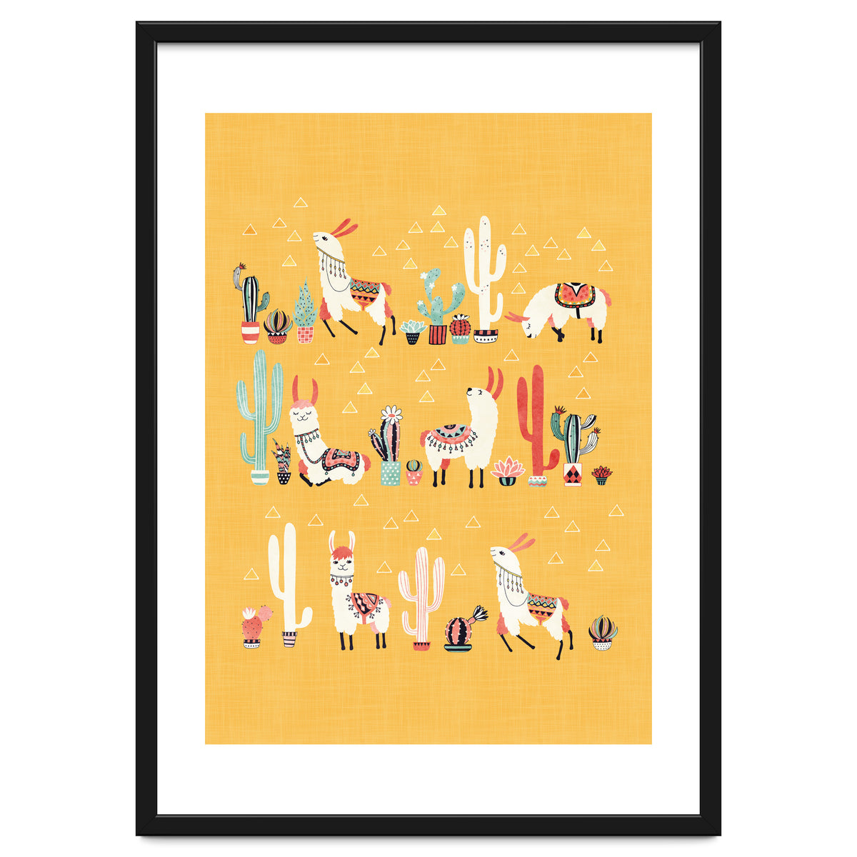 Happy Llama With Cactus In A Pot