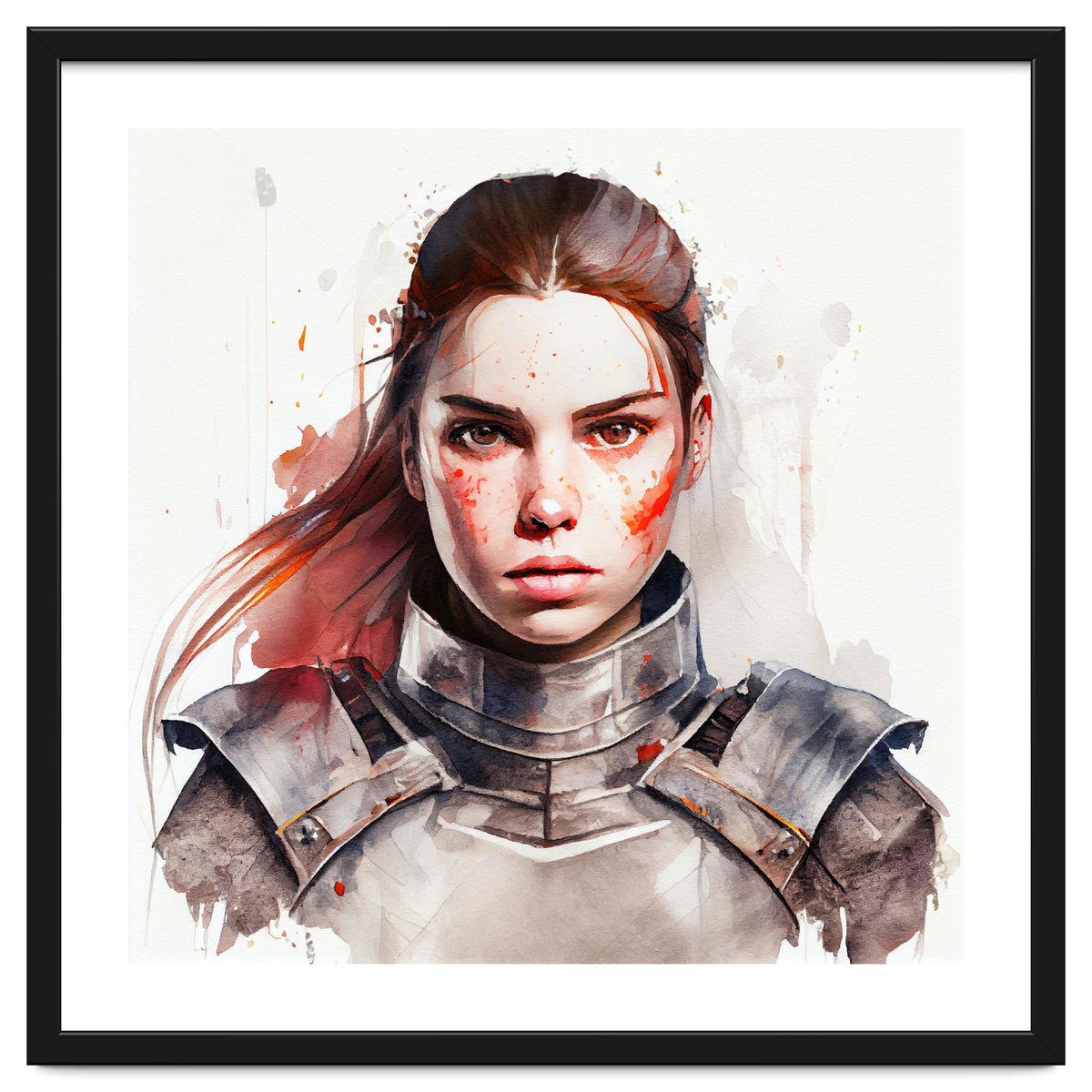 Watercolor Medieval Soldier Woman #2