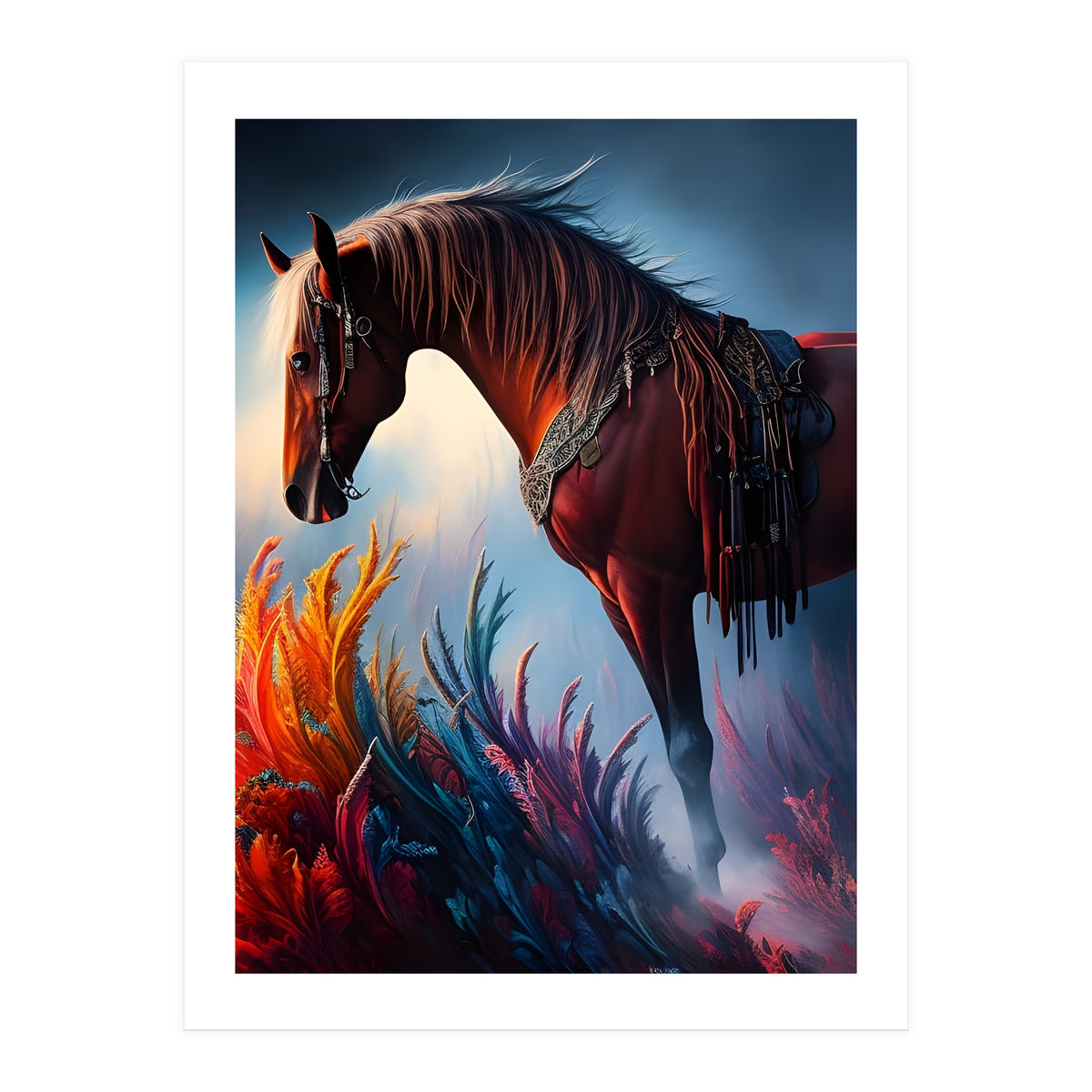 Elegant Prismatic Arabian Horse Digital Art (Print Only)