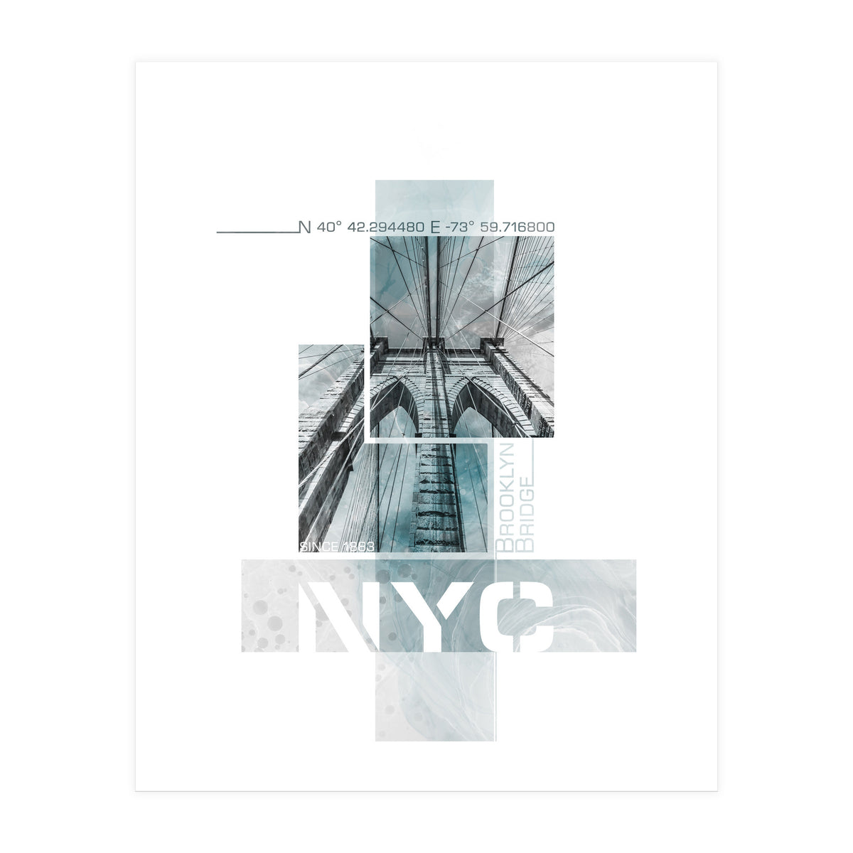 NYC Brooklyn Bridge Details | turquoise marble (Print Only)