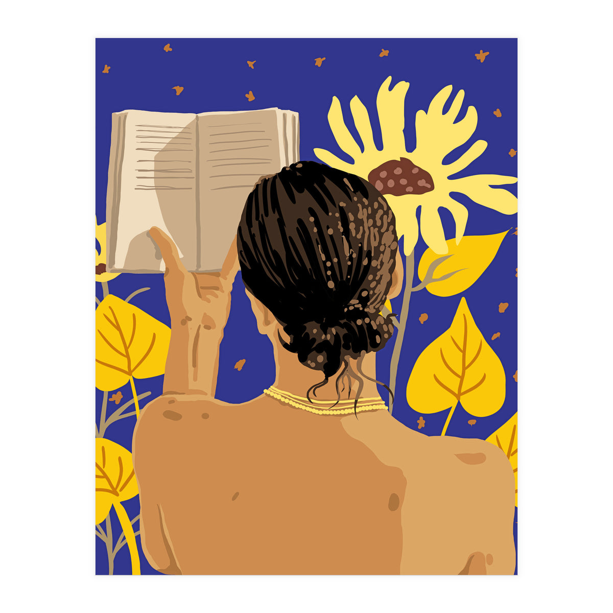 You're never alone when lost in the magic of a book, Bohemian Reader Botanical, Nude Plant Lady (Print Only)