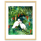 To Me, You're The Perfect Heron, Tropical Jungle Wildlife Animals Birds, Botanical Stork Painting thumbnail