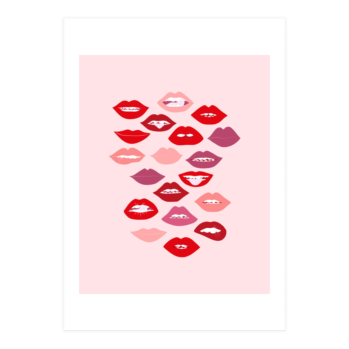 Lips Red with Pink Background (Print Only)
