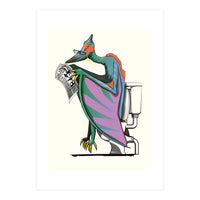 Dinosaur Pterodactyl on the Toilet, Funny Bathroom Humour (Print Only)