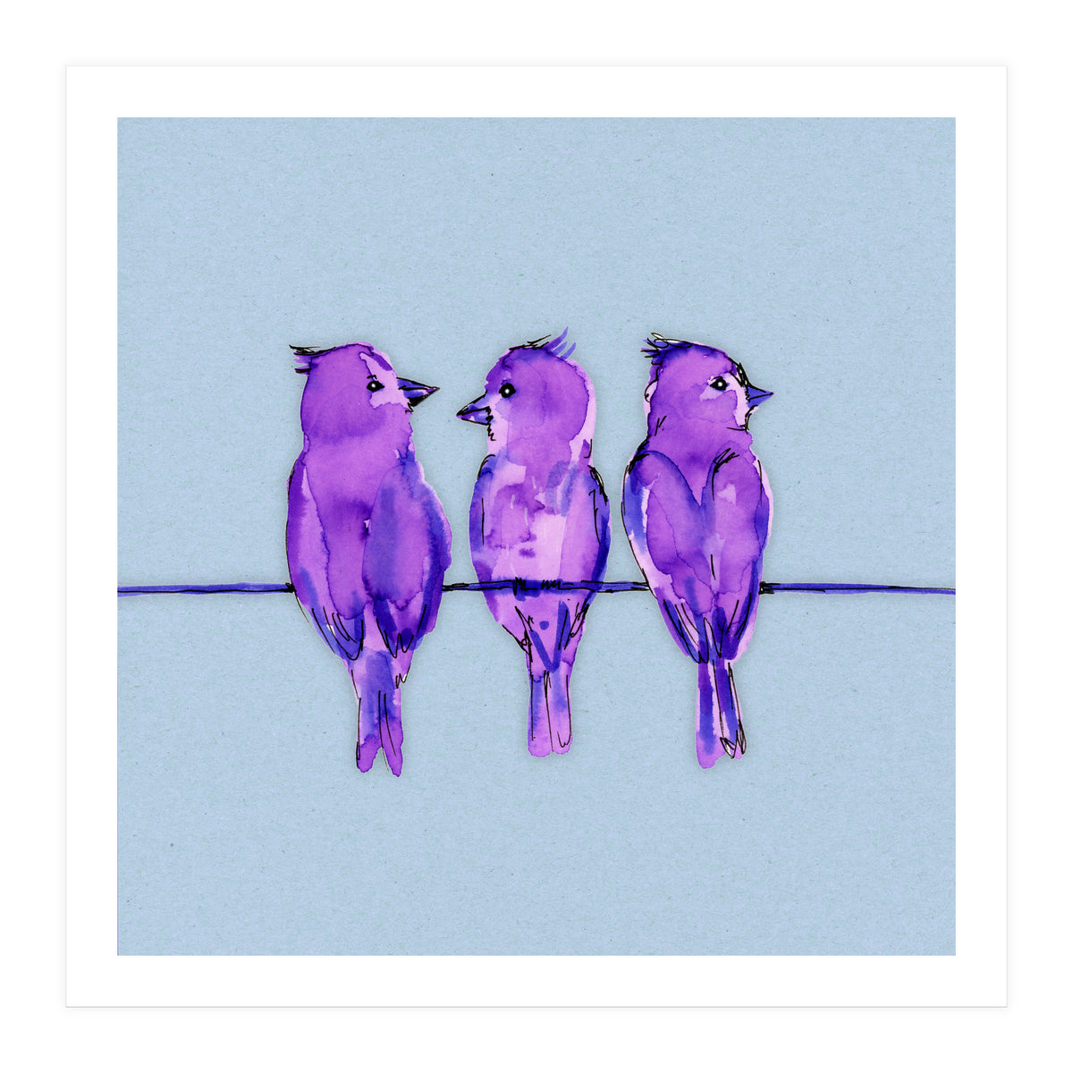 Three purple birds (Print Only)
