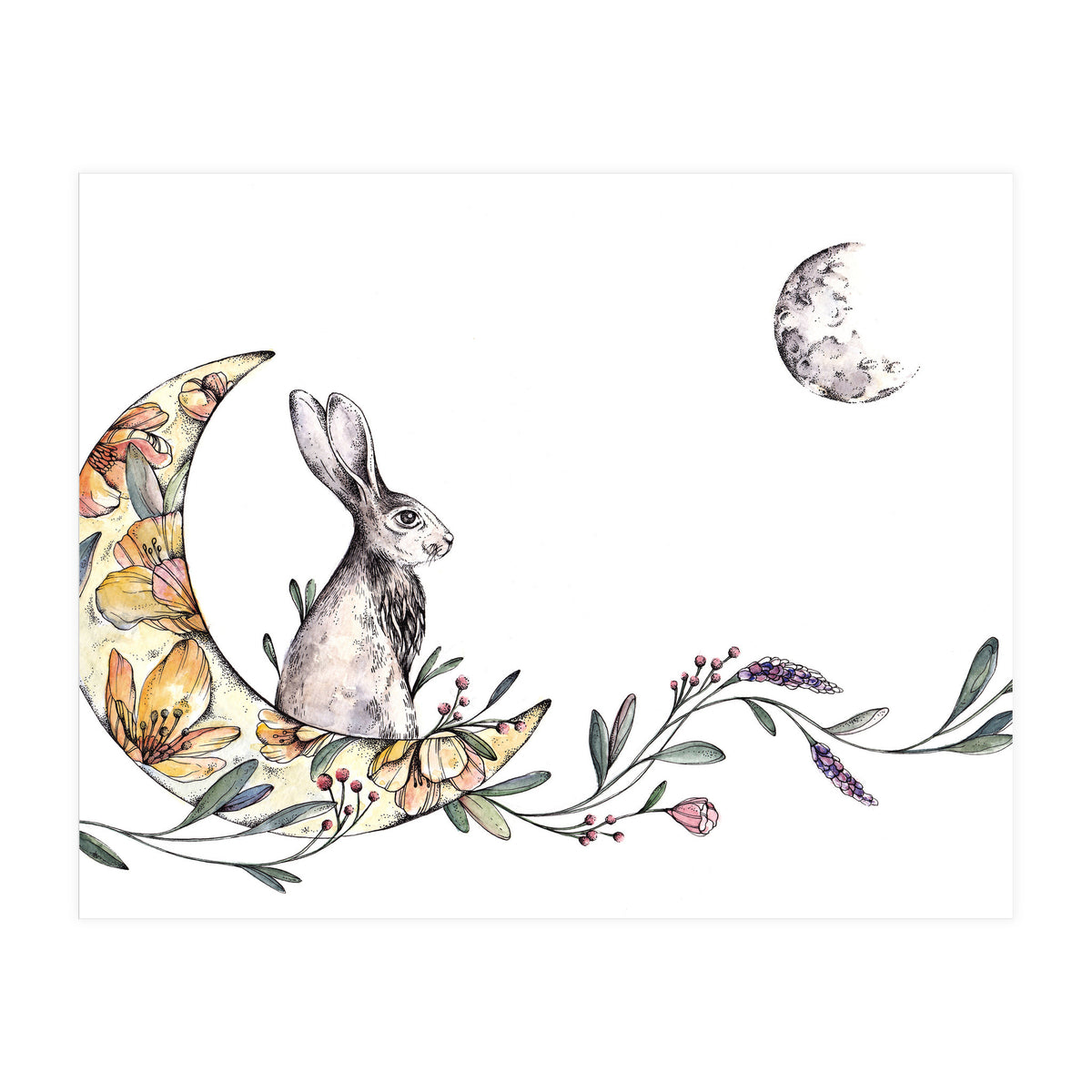 Bunny on the Moon  (Print Only)