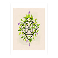 Geometric frame with leaves and flowers (Print Only)
