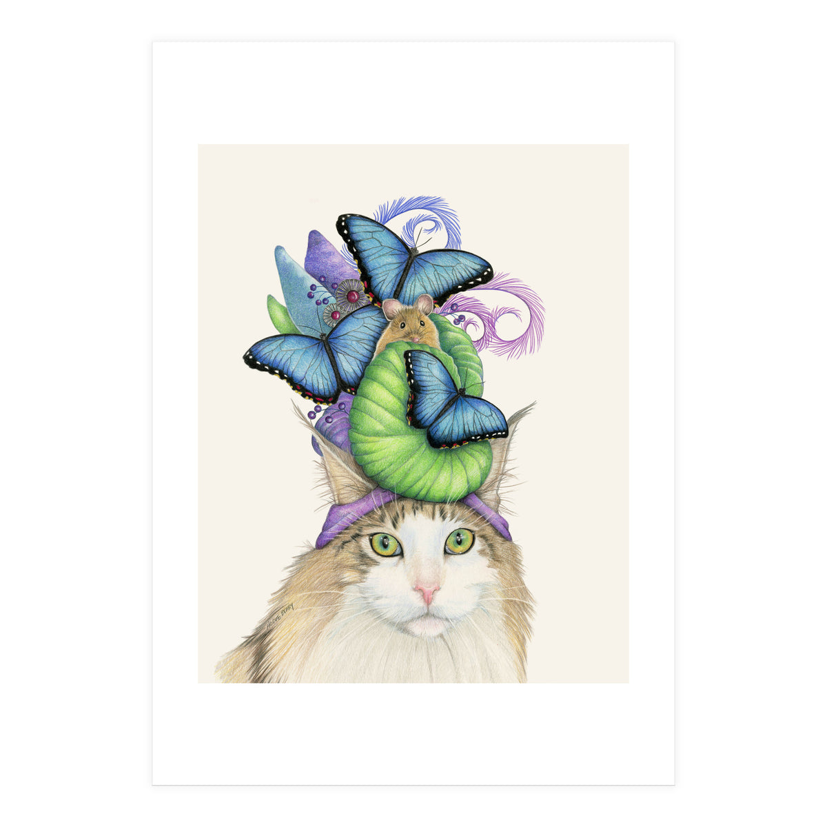 Bluehatcatbright (Print Only)