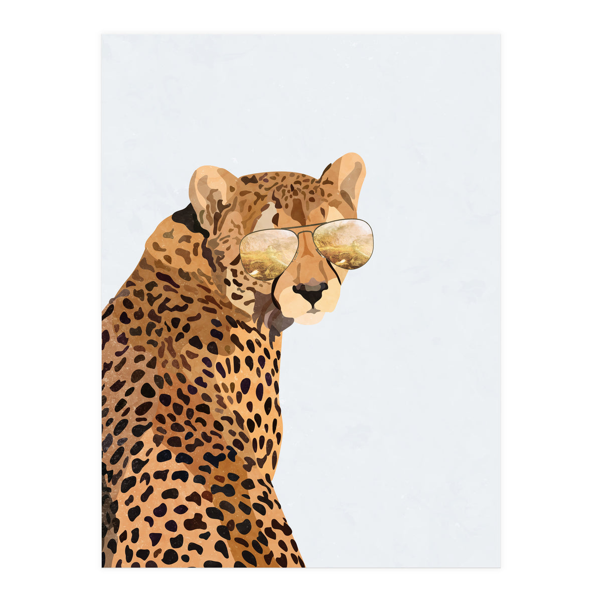 Cool Cat Cheetah Portrait with Gold Sunglasses (Print Only)