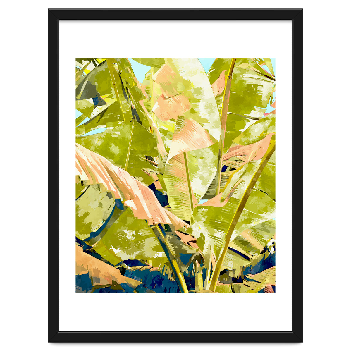 Blush Banana Tree, Tropical Banana Leaves Painting
