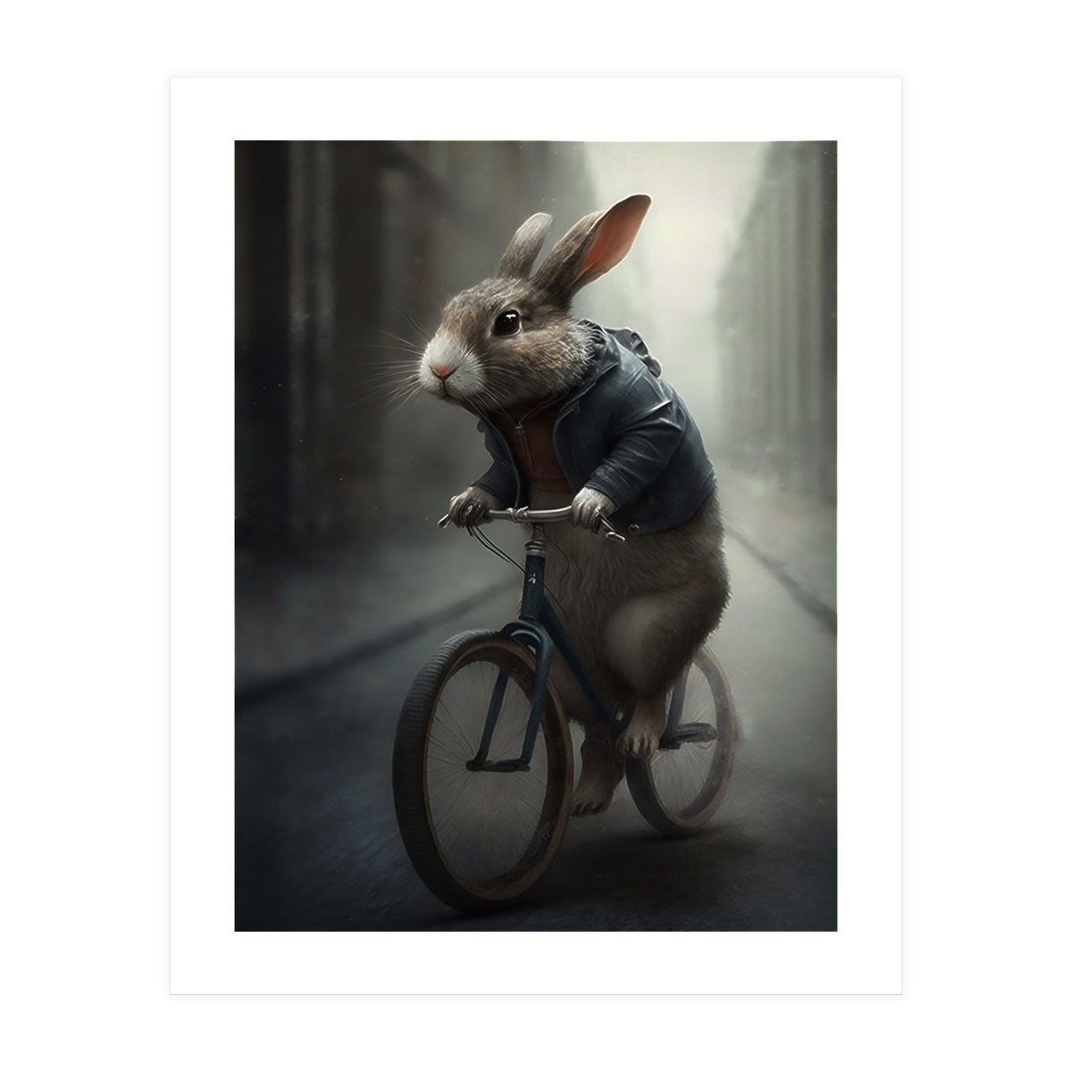 Rabbit Riding a Bicycle (Print Only)