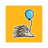 Kawaii Cute Hedgehog With Balloon (Print Only) thumbnail