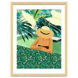Chill, Modern Bohemian Black Woman Travel Illustration | Terrazzo Tropical Swimming Pool Fashion thumbnail