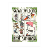 Safari wildlife animals in the bathroom, funny toilet humour.  (Print Only) thumbnail