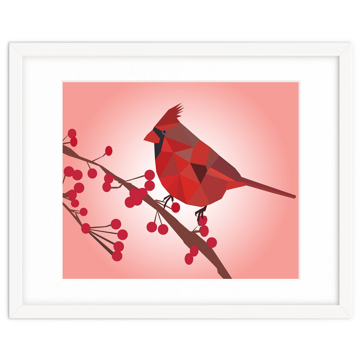 Northern Cardinal Bird Low Poly Art
