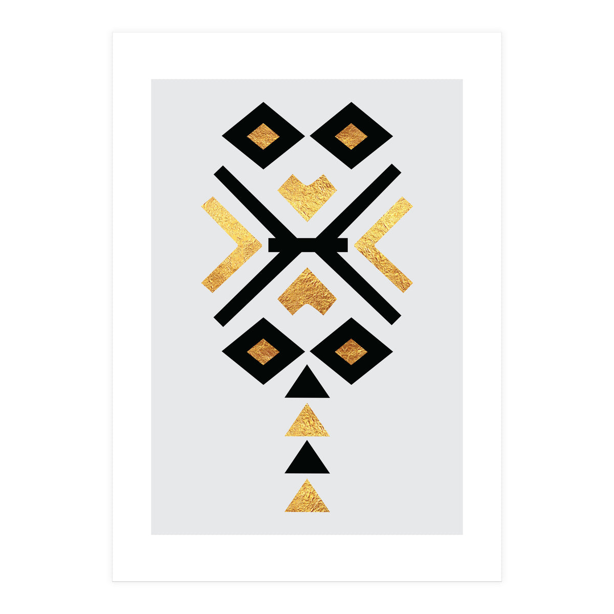 Gold And Black Abstract Tribal (Print Only)