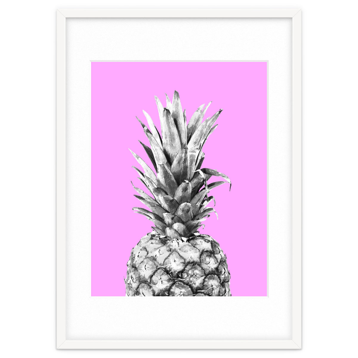 Black and White Pineapple Pink Background