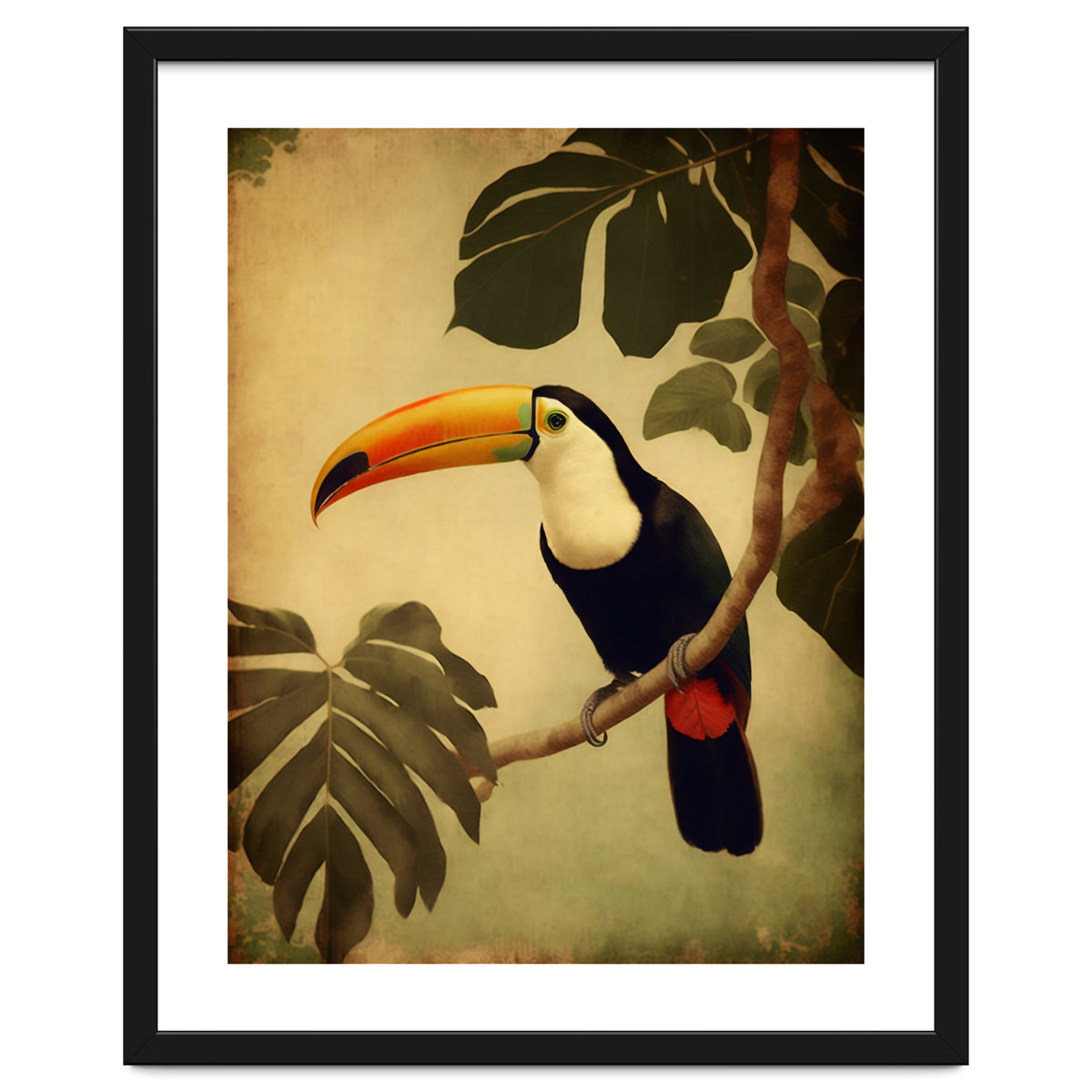 Toucan Vintage Jungle Painting