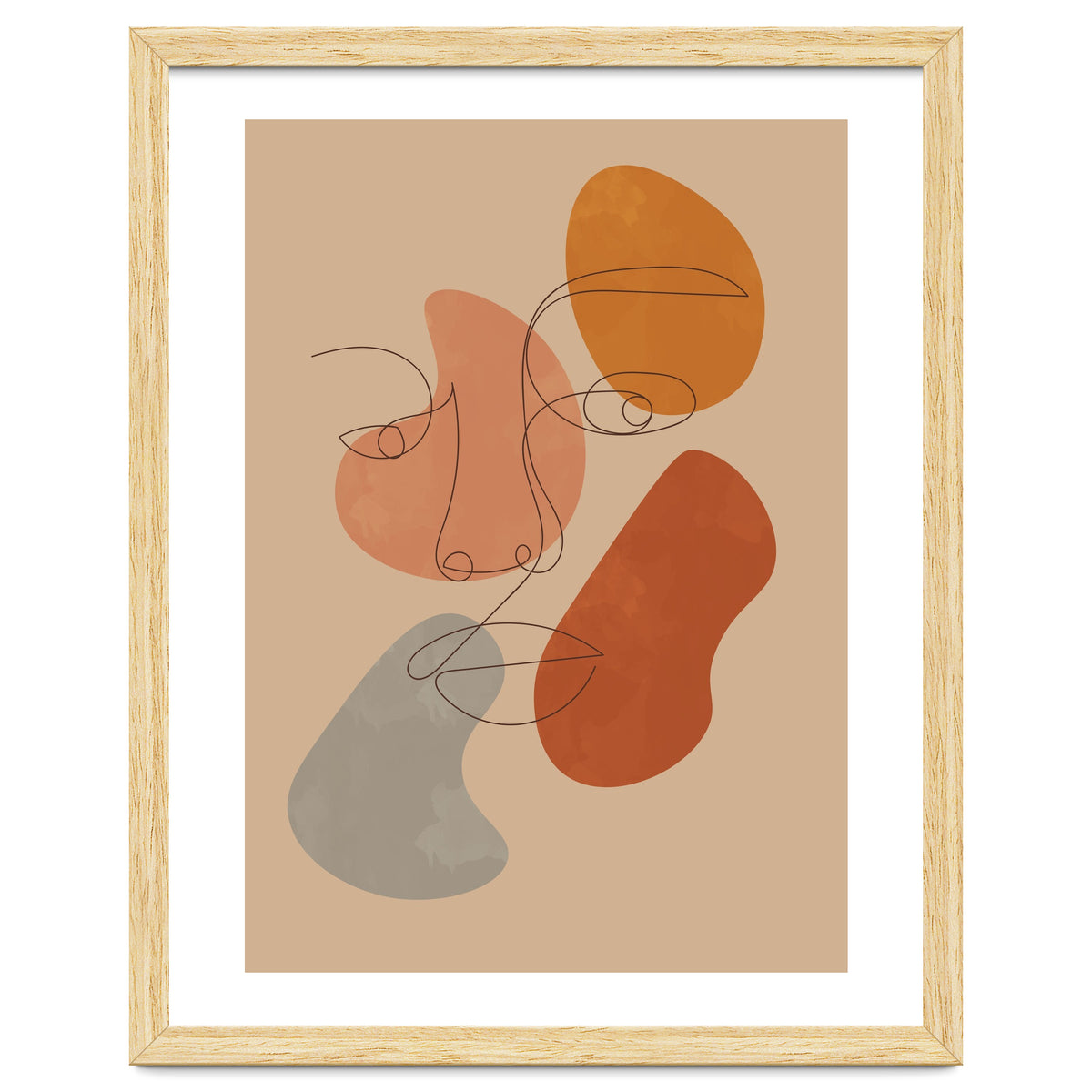 Feminine Line Art Boho Woman Face