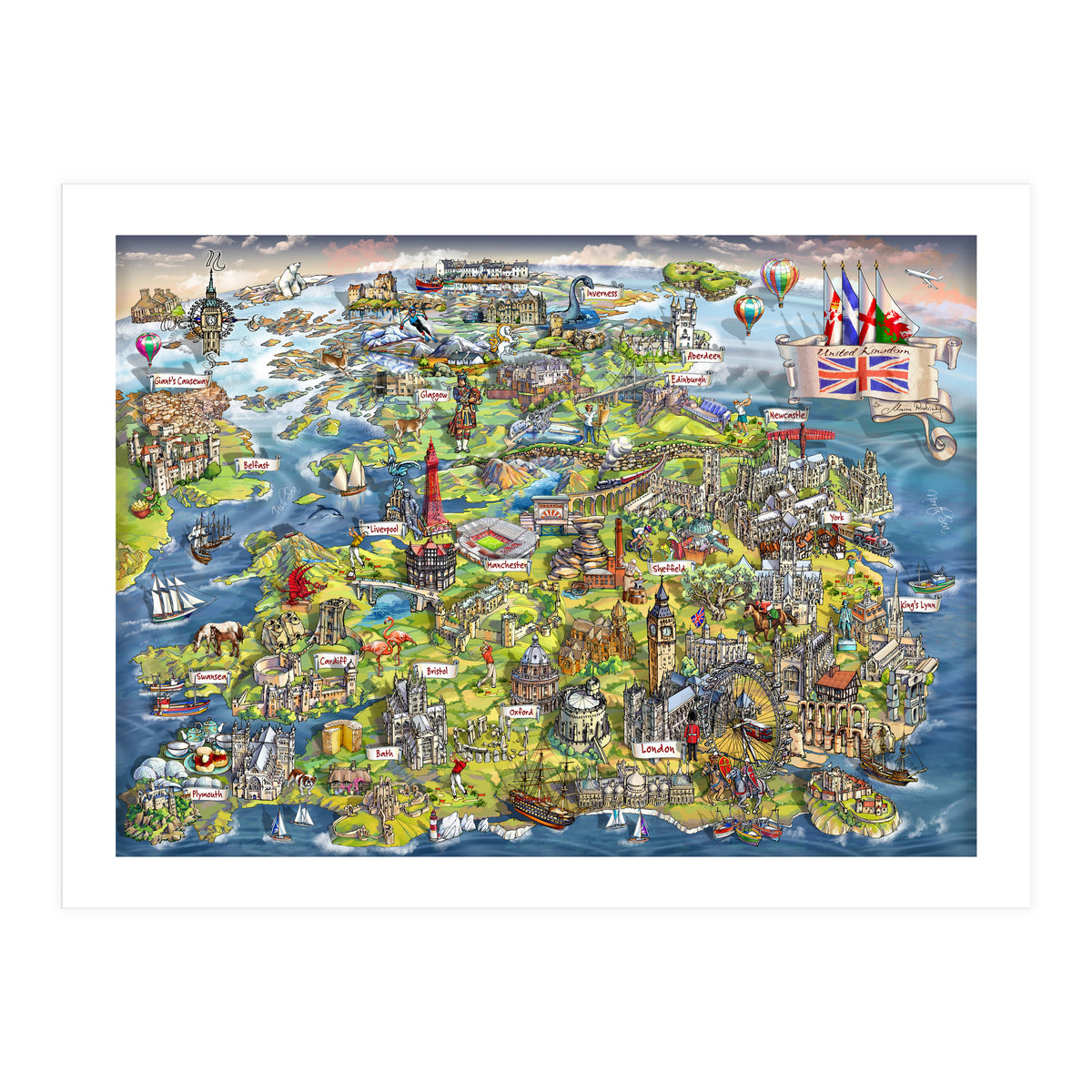 Illustrated Map Of The United Kingdom (Print Only)