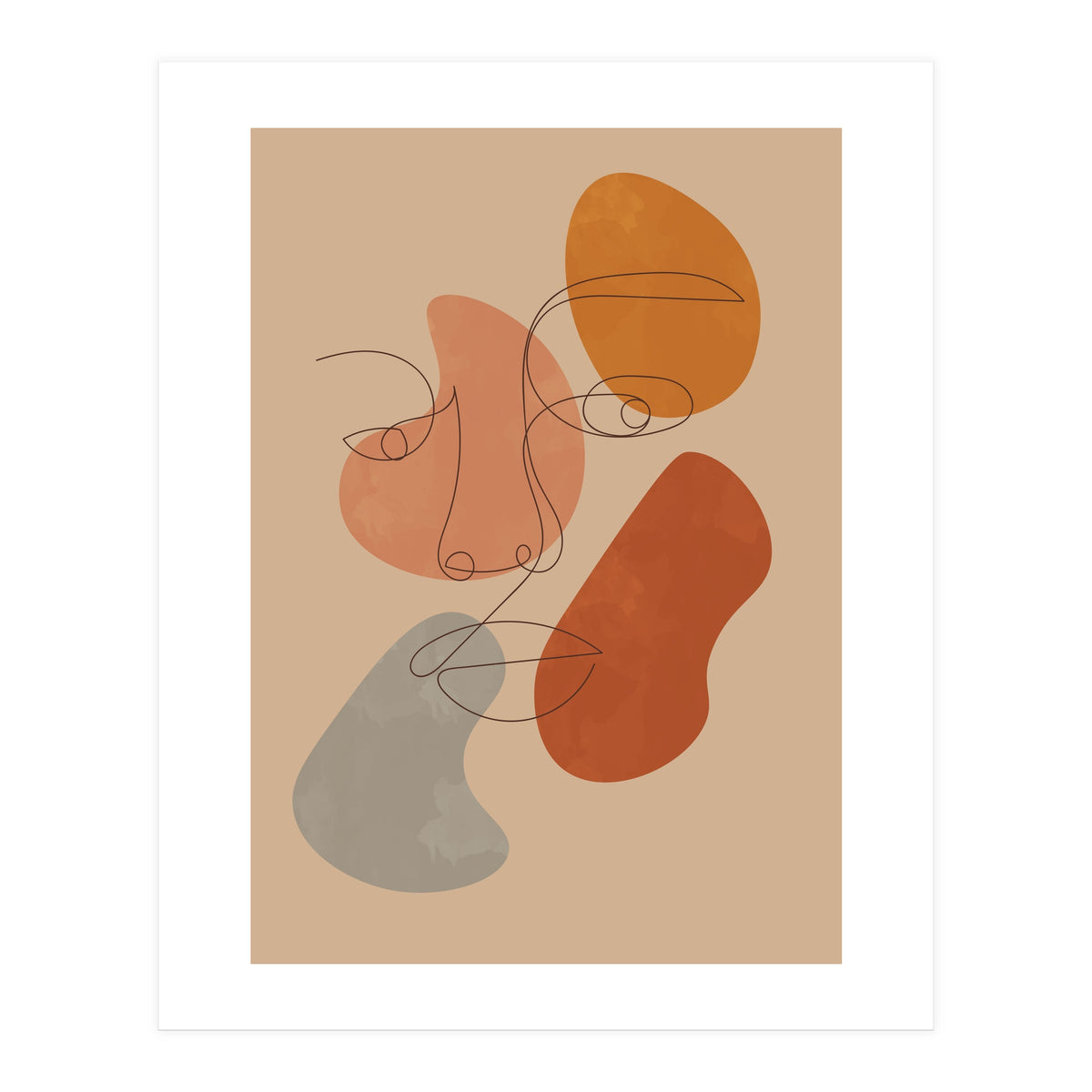 Feminine Line Art Boho Woman Face (Print Only)