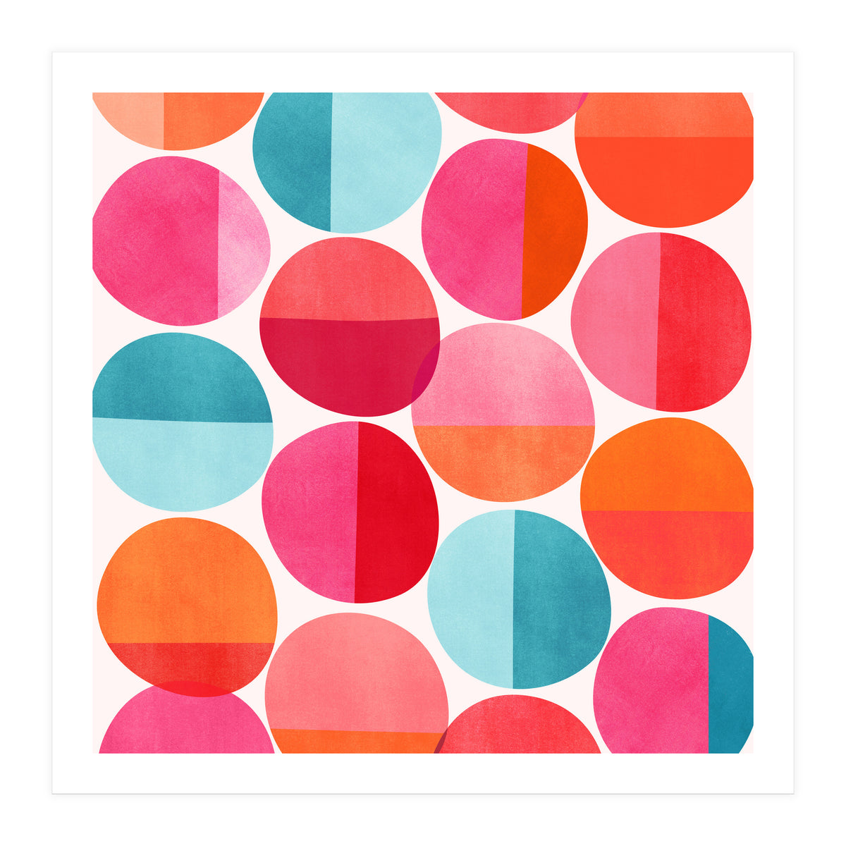 Mid Century Pink and Orange Dots (Print Only)