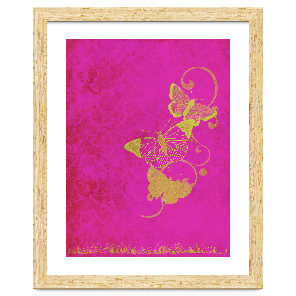 Yellow Butterflies on Pink
