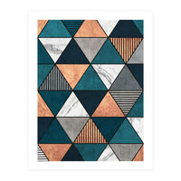 Copper, Marble and Concrete Triangles 2 with Blue (Print Only)