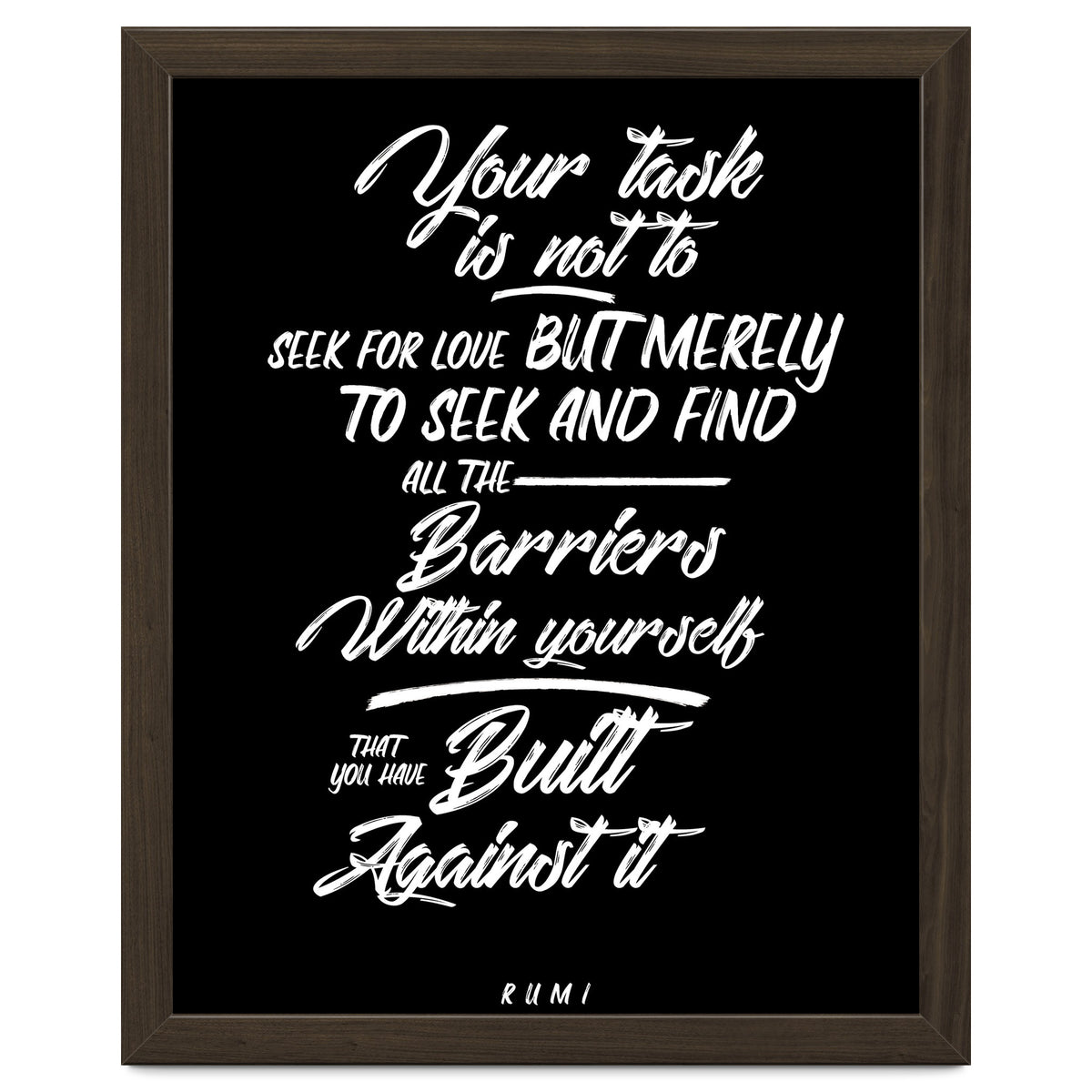 Don't Seek For Love - Rumi Quote Typography