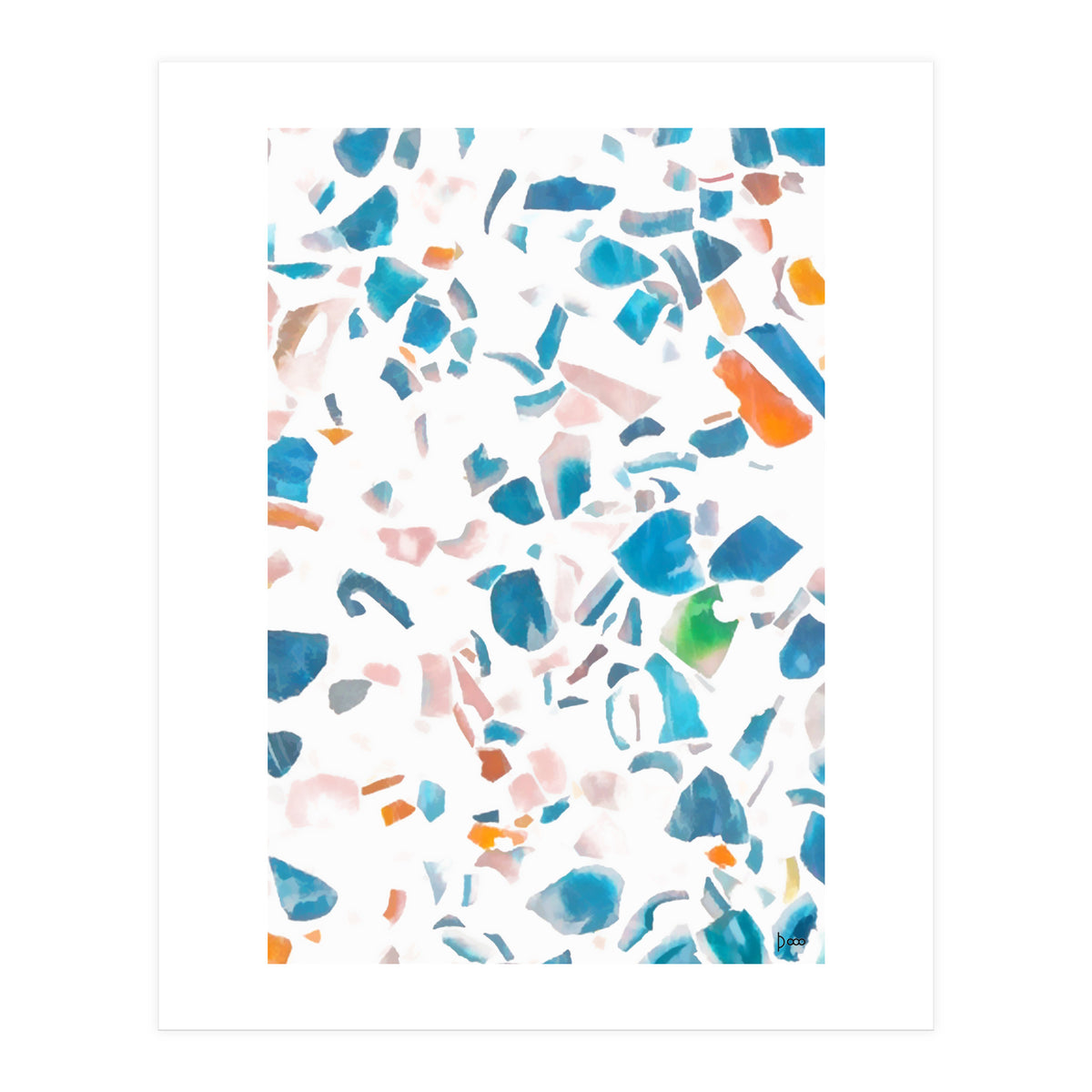 White Blue Terrazzo (Print Only)