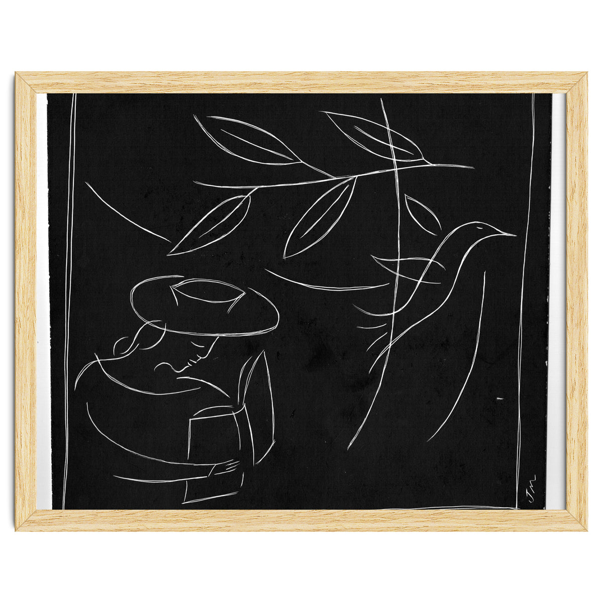 Woman With Bird And Book