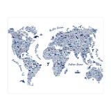 Watercolor World Map in Blue (Print Only) thumbnail