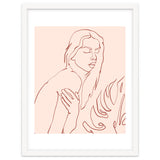 Lueur, Tropical Nude Modern Bohemian Woman Line Art, Minimal Scandinavian Sketch Blush Drawing thumbnail