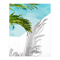Palms In My Backyard, Tropical Greece Architecture Travel Painting, Summer Scenic Building  (Print Only)