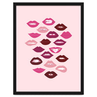 Lips Dark on Pink Background