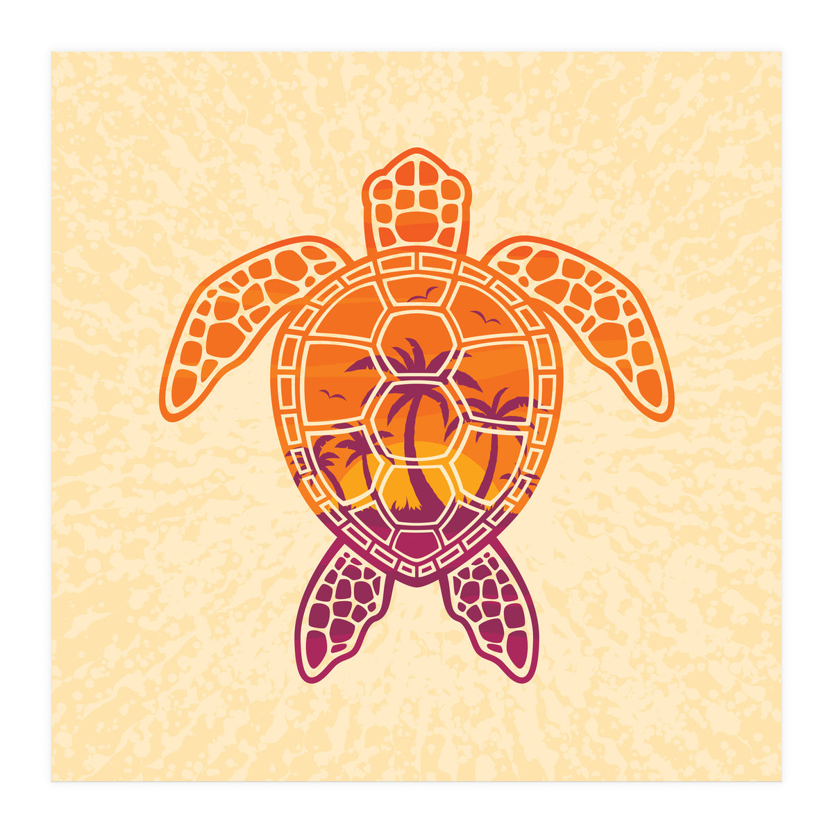 Tropical Sunset Sea Turtle Design (Print Only)