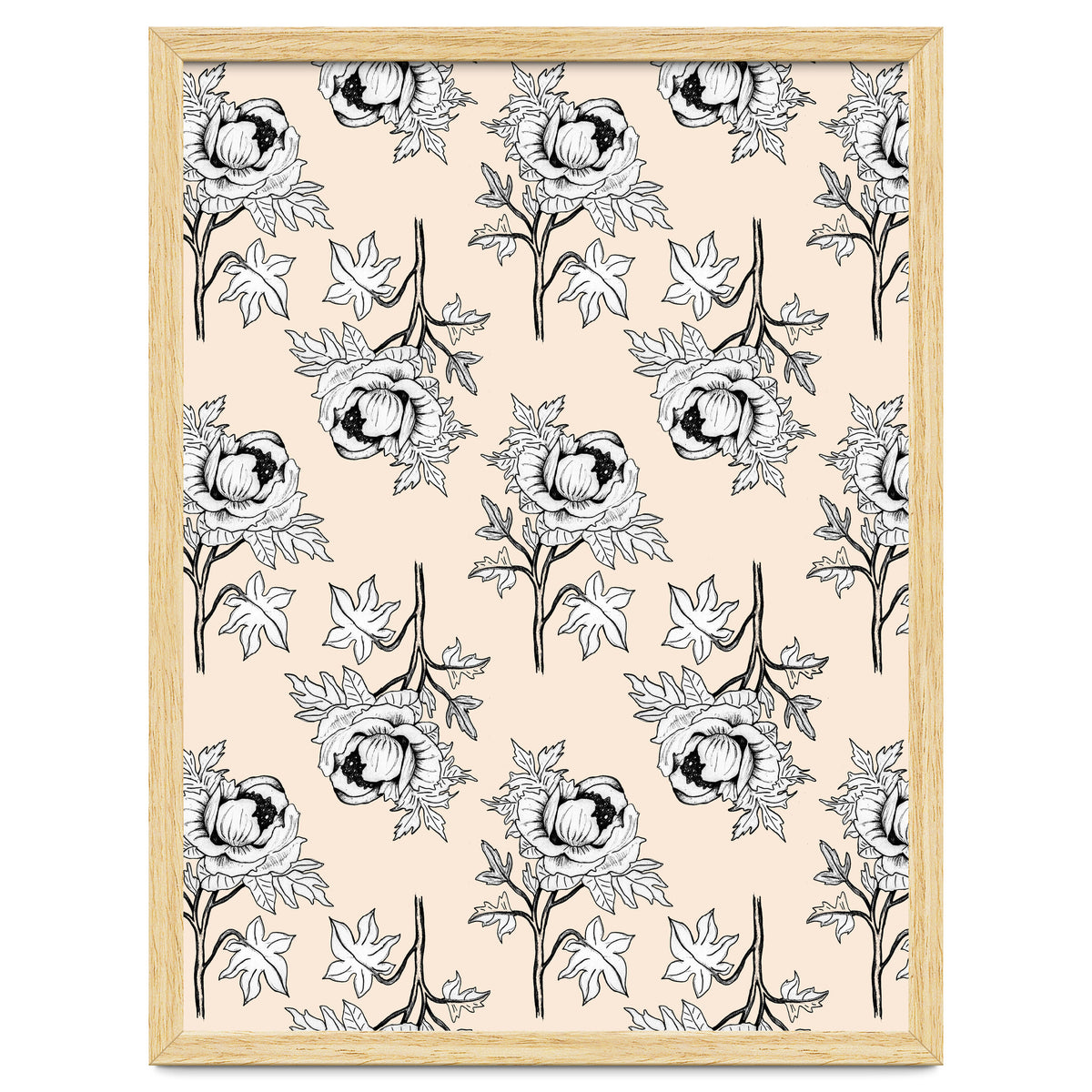 Drawing pattern of roses to pencil on beige