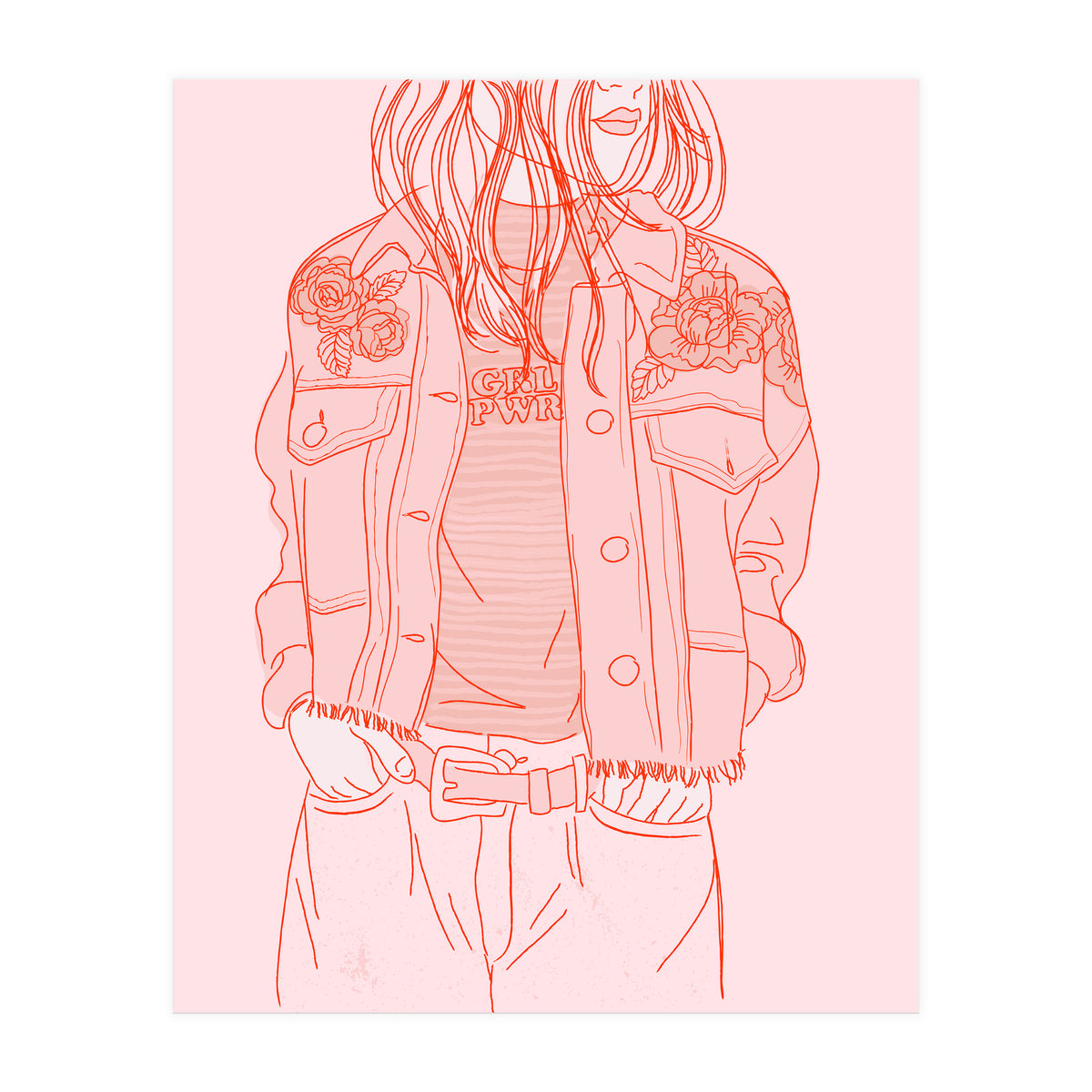 Pink Jeans Jacket  (Print Only)
