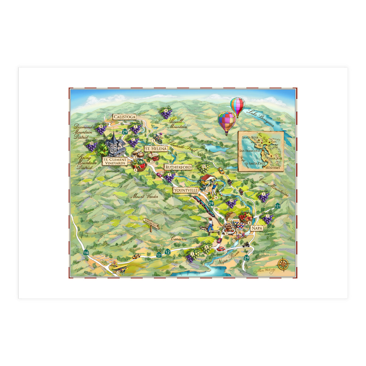 Napa Valley Illustrated Map (Print Only)