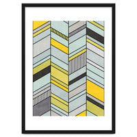 Colorful Concrete Chevron Pattern - Yellow, Blue, Grey